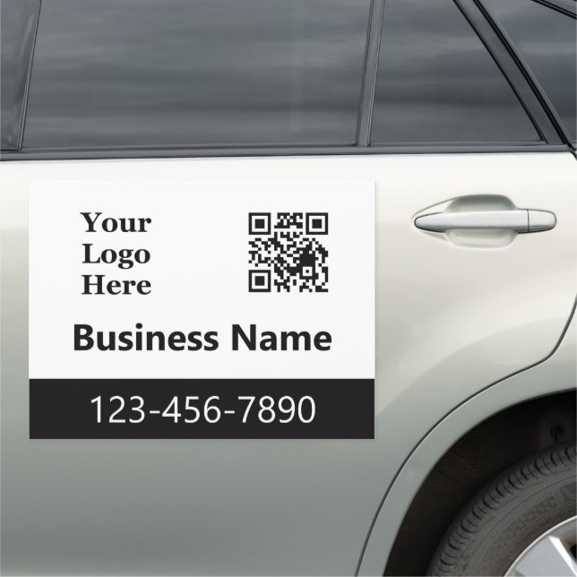 Business Logo Name Phone Number and QR Code Ad Car Magnet (In Situ)