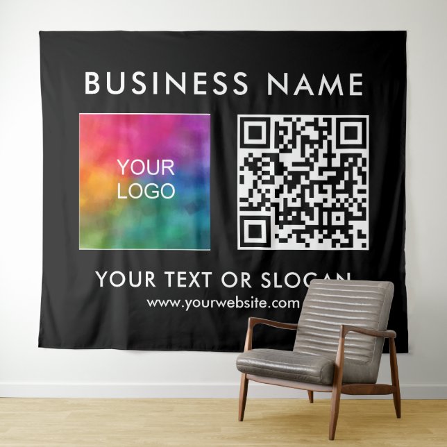 Business Logo Name QR Code Extra Large Backdrop (In Situ (Horizontal))
