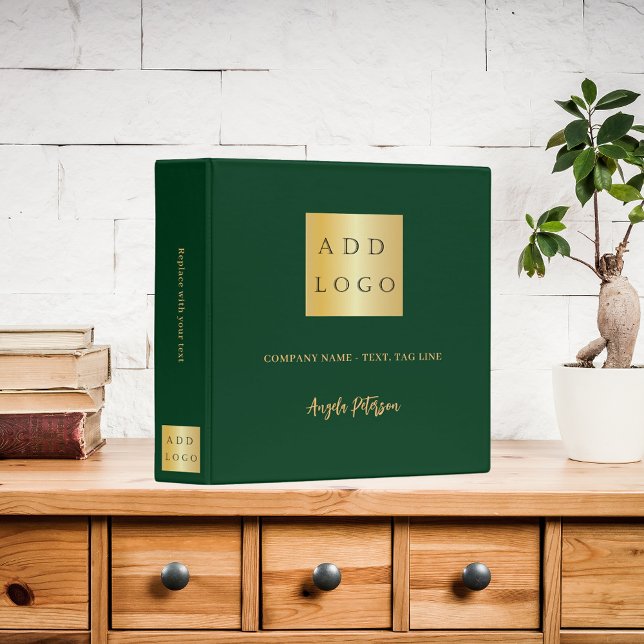 Business logo name signature emerald green 3 ring binder (Creator Uploaded)