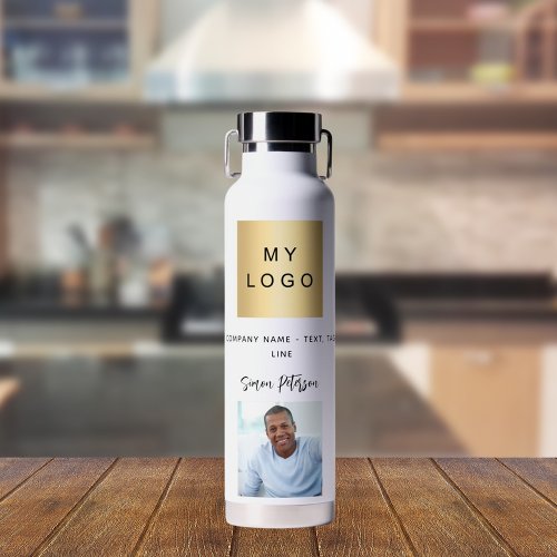 Business logo name signature photo brand color water bottle