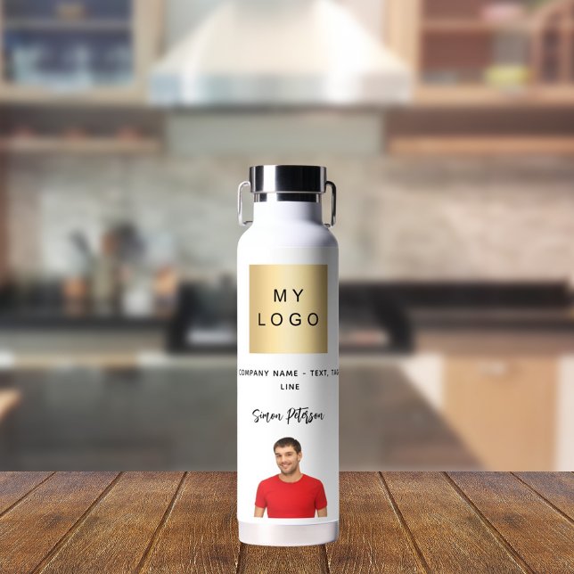 Business logo name signature photo water bottle (Creator Uploaded)