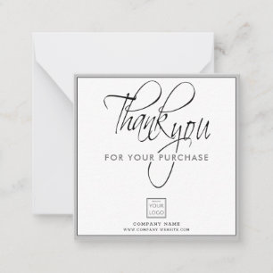 Business Logo Name Silver Thank You For Purchase Note Card