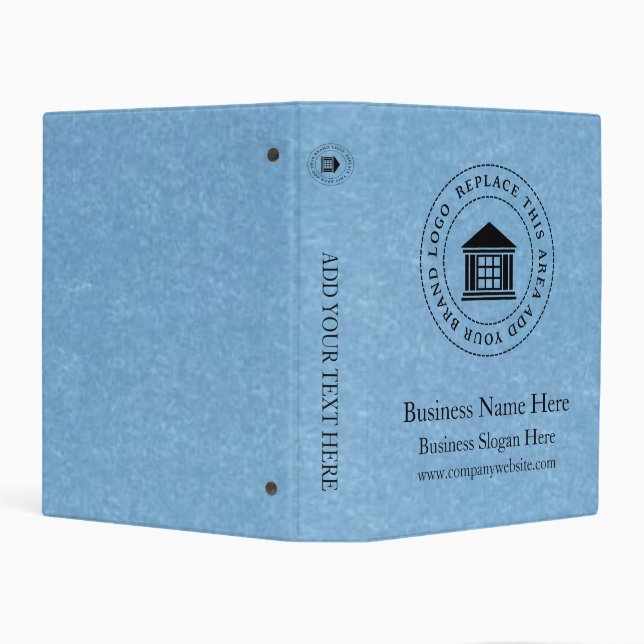 Business Logo | Name | Simple Custom Blue Mini Binder (Background)