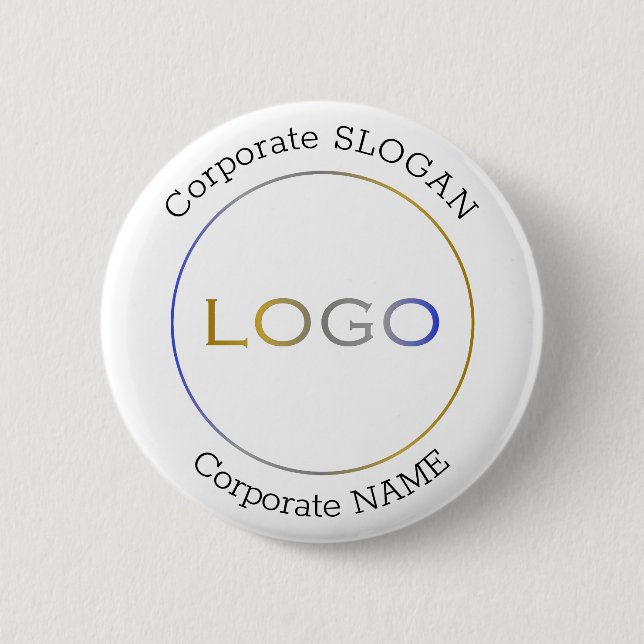Business Logo Name Slogan Minimalist Promotional Button (Front)