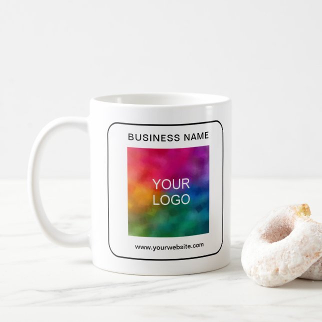 Business Logo Name Url QR Code Template Customer Coffee Mug (With Donut)