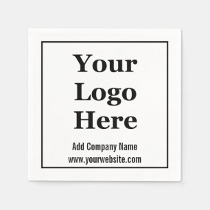 Business Logo Name Website Black and White Napkins