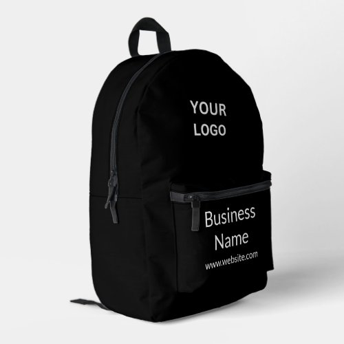 Business Logo Name Website Black and White Printed Backpack