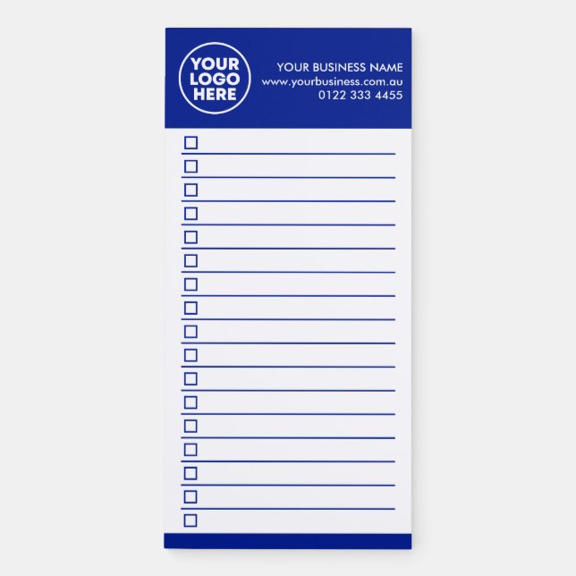 Business Logo Name Website Navy Blue To Do List Magnetic Notepad (Front)