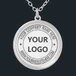 Business Logo Name Website Silver Plated Necklace<br><div class="desc">Custom Colors and Font - Your Logo or Photo Name Website or Custom Text Promotional Business or Personal Modern Stamp Design Necklace / Gift - Add Your Logo - Image - Photo or QR Code / Name - Company / Website or other Information / text - Resize and move or...</div>