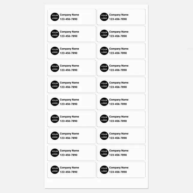 Business Logo Name White Phone Number Product Labels | Zazzle