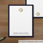 Business Logo Navy Blue Border Letterhead<br><div class="desc">Make a professional statement with our custom business logo letterhead. This letterhead design features a customizable pre-made gold logo with your company name and contact information elegantly presented in golden classic typography, framed in navy blue. Each sheet exudes professionalism and sophistication, making it perfect for official correspondence, invoices, or important...</div>