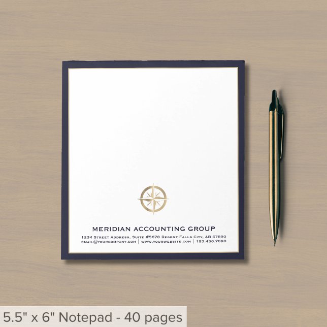 Business Logo Navy Blue Border Notepad (Creator Uploaded)