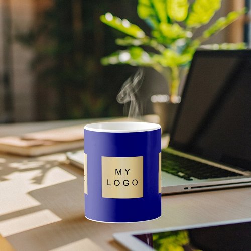 Business logo navy blue coffee mug