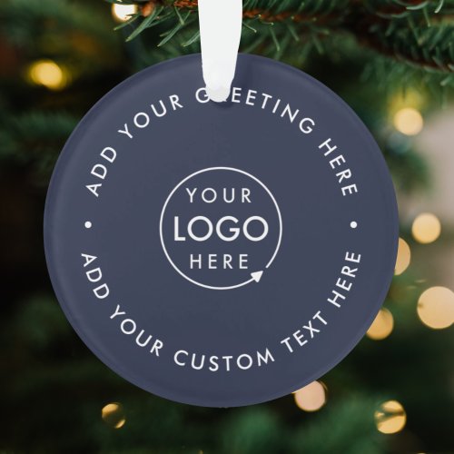 Business Logo  Navy Blue Corporate Christmas  Ornament