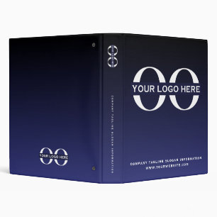 Business Logo Navy Blue Professional 3 Ring Binder