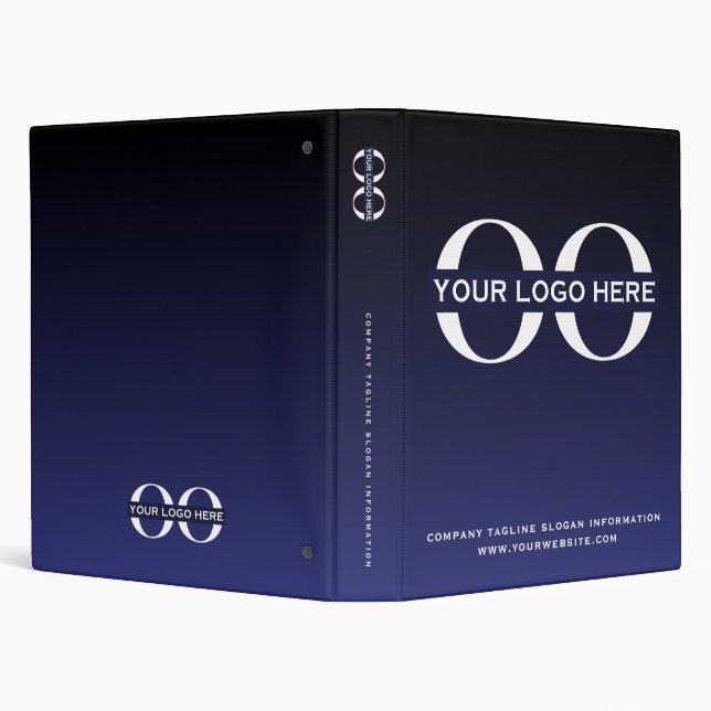 Business Logo Navy Blue Professional 3 Ring Binder (Background)