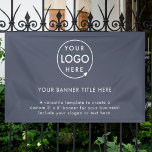 Business Logo | Navy Blue Professional 5' Banner<br><div class="desc">A simple custom navy blue banner business template in a modern minimalist style which can be easily updated with your company logo,  title and company slogan or info. Need help? Feel free to contact me using the message button on the product page.</div>