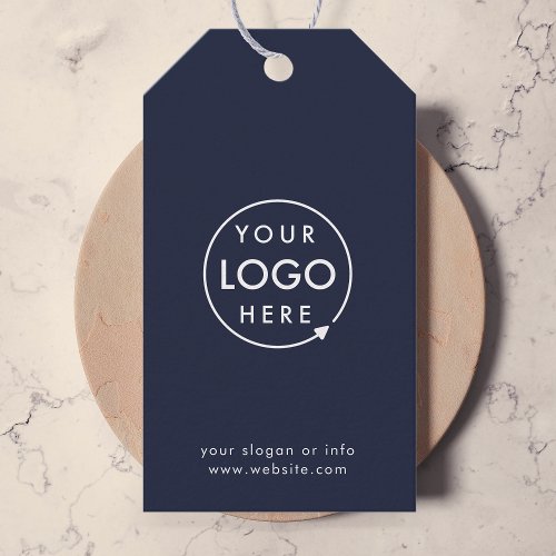 Business Logo  Navy Blue Professional Branded  Gift Tags