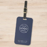 Business Logo | Navy Blue Promotional Travel Luggage Tag<br><div class="desc">A simple custom navy blue business luggage tag template in a modern minimalist style which can be easily updated with your company logo,  slogan and business details. #luggagetag #logo #business #travel</div>