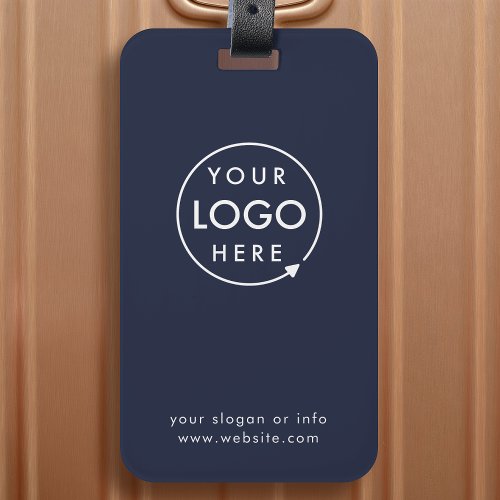 Business Logo  Navy Blue Promotional Travel Luggage Tag