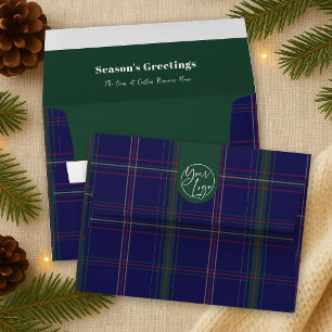 Business Logo Navy Plaid Holiday Red Professional Envelope