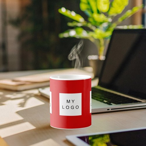 Business logo navy red coffee mug