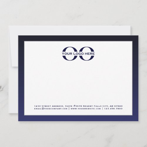Business Logo Navy White 5x7 Note Card