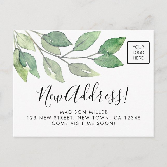 Business Logo New Address Moving Announcement Postcard (Front)