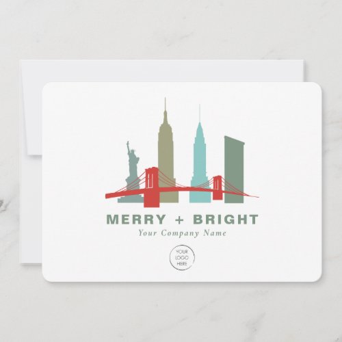 Business Logo New York City Skyline Building Holiday Card