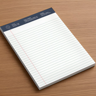 Business Logo Notepad   Navy Wide Ruled Pad