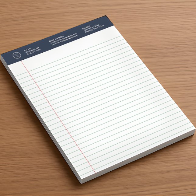 Business Logo Notepad | Navy Wide Ruled Pad (Creator Uploaded)