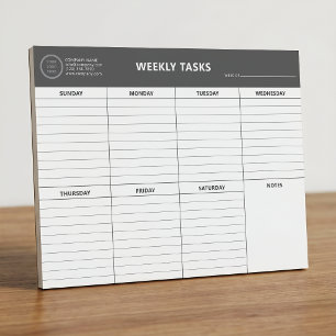 Business Logo Notepad Weekly Task Scheduler Pad