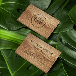Business Logo Oak Wood Photo Card