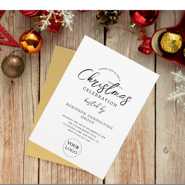 Business Logo Office Corporate Christmas Party Invitation (Creator Uploaded)