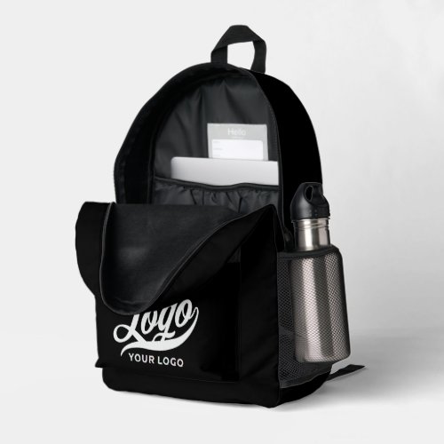 Business logo on Black Company brand Custom Printed Backpack