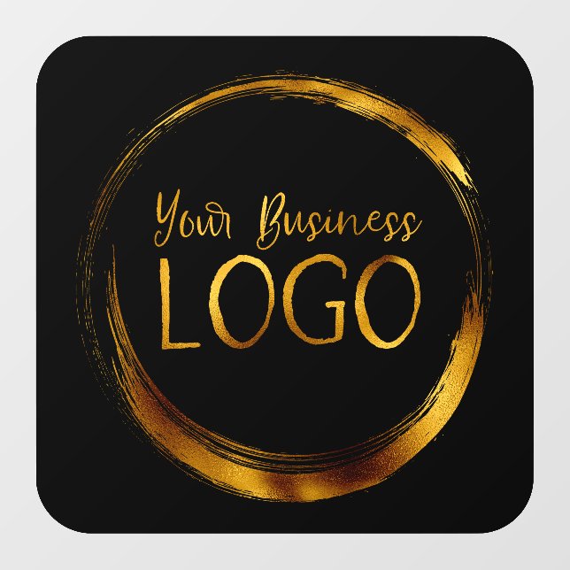 Business Logo on Black Rounded Corner Square Window Cling (Sheet)