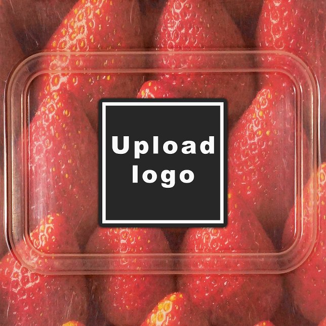 Business Logo on Black Square Adhesive Label (Black square adhesive label with your business logo)