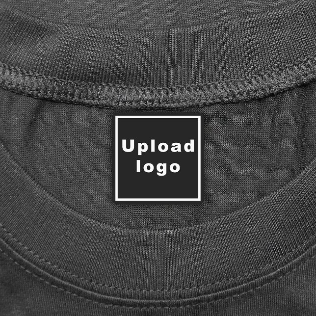 Business Logo on Black Square Iron On Label (Black square iron on label with your business logo)
