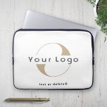 Business logo on Black White, Clean brand Company  Laptop Sleeve<br><div class="desc">Custom logo on minimal clean Laptop sleeve. Add your logo and text.</div>