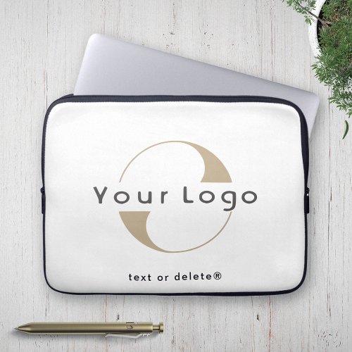 Business logo on Black White Clean brand Company  Laptop Sleeve