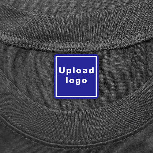Business Logo on Blue Square Iron On Label