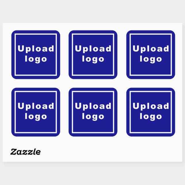 Business Logo on Blue Square Sticker (Sheet)