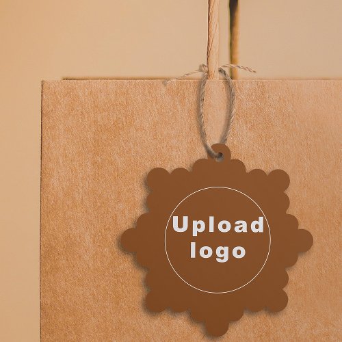 Business Logo on Brown Snowflake Shape Paper Ornament Card