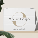 Business logo on Clean white, Professional Company iPad Air Cover<br><div class="desc">Custom logo on minimal clean iPAD Cover. Add your logo and text.</div>