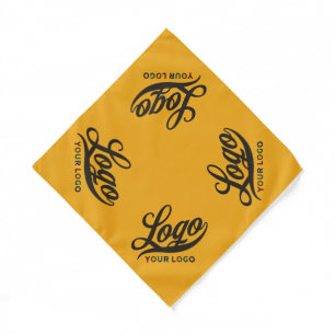 Business logo on Gold yellow, Company brand Custom Bandana