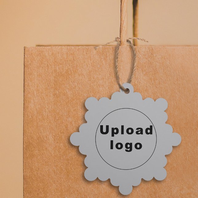 Business Logo on Gray Snowflake Shape Paper Ornament Card (Your business logo on gray snowflake shape paper ornament.)