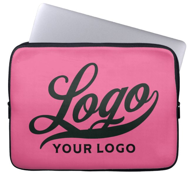 Business logo on Hot pink, Company brand Custom Laptop Sleeve (Front)