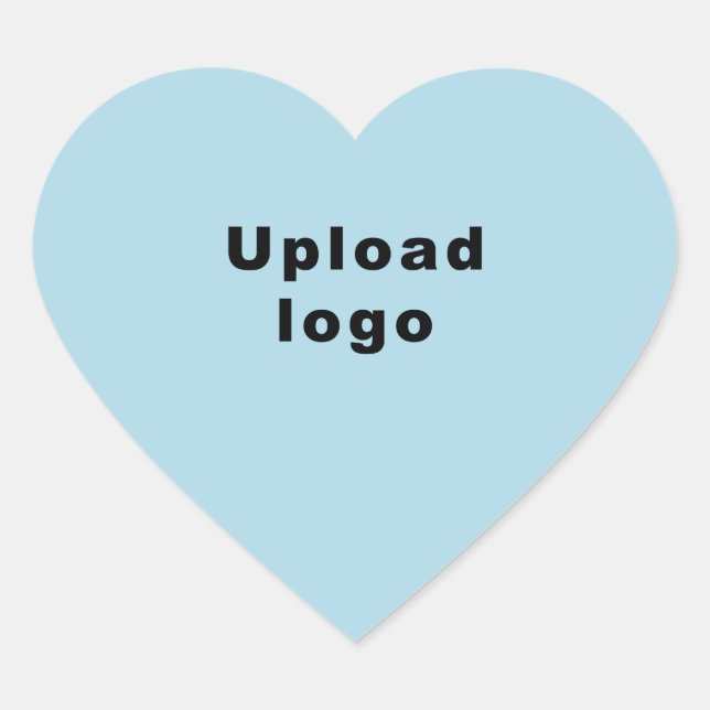 Business Logo on Light Blue Heart Shape Sticker (Front)