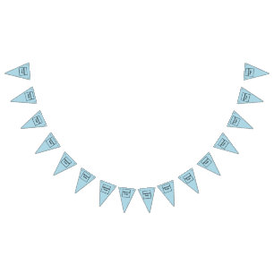 Business Logo on Light Blue Triangle Bunting Flags