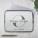 Business logo on Light gray, Clean brand Company Laptop Sleeve<br><div class="desc">Custom logo on minimal clean Laptop sleeve. Add your logo and text.</div>
